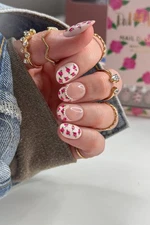 Red ASpen Press On Nails- Forever Yours, Ester-Medium-Almond-Floral -French