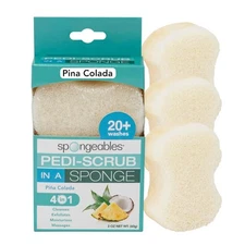 Spongables Pedi Scrub Foot Exfoliating 20+ Wash Sponge, Pina Colada, 3 Count 