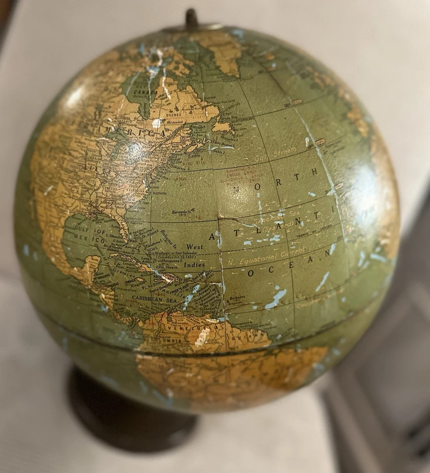 1930-1940 Vintage Style Globe with Wooden Stand World Map Globe - Image 2 of 4