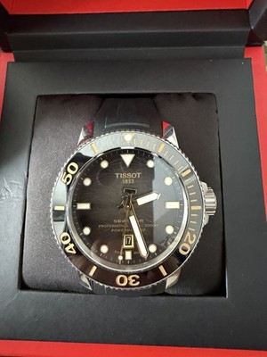 TISSOT SEASTAR 2000 POWERMATIC 80 T120.607.17.441.01 BLACK & GOLD BOX & PAPERS