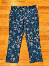 Old Navy Women Active Elevate Mid Rise Crop Leggings Blue Gray Geometric M NWOT