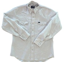 Vintage Wrangler Shirt Mens L Striped Long Sleeve Western Pearl Snap USA