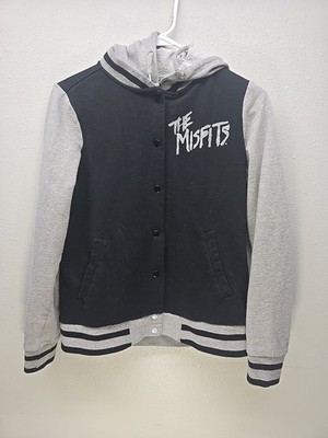 Misfits Varsity Hoodie Jacket Die Die My Darling Skull Black Gray Medium 2014