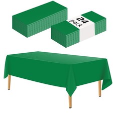 YSYJ Green 24 Pack Plastic Tablecloth 54 x 108 Inch Rectangle Disposable for