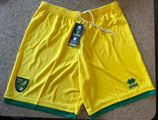 Norwich City FC Canaries Errea Away Soccer Football Shorts 15/16 NWT Large
