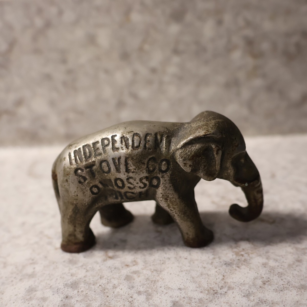 C1908 RARE VINTAGE ANTIQUE CAST IRON ELEPHANT INDEPENDENT STOVE CO