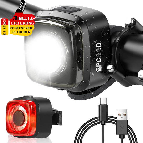 Fahrradlicht Set Stvzo Zugelassen Fahrradbeleuchtung USB-C Aufladbar Wasserdich-image