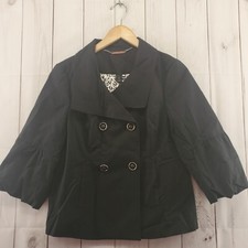 White Black Jacket Womens Small Lined Cropped Button Front NWT