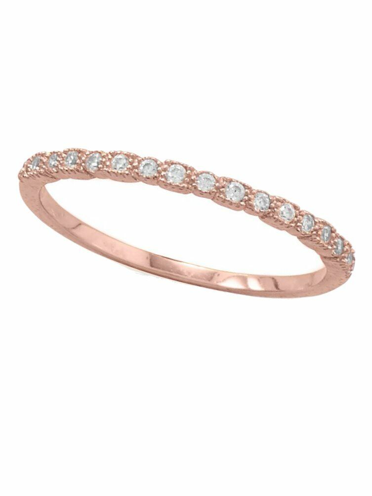 Stacking Band Ring Cubic Zirconia Rose Gold-plated Sterling Silver Stacking Band Ring Cubic Zirconia Rose Gold-plated Sterling Silver