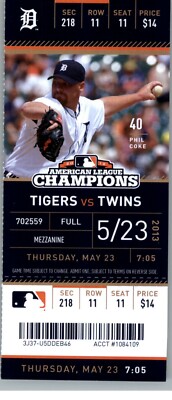 Minnesota Twins vs Detroit Tigers 5/23/2013  Ticket - Miguel Cabrera HR #335