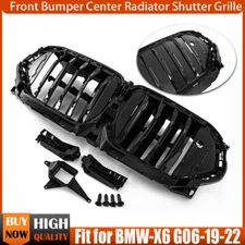 Glossy Black For 2019-2023 BMW X6 G06 M50i Front Active Grille Shutter Air Inlet