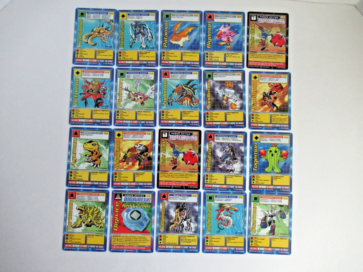 Vintage 1999 Original 1st Edition Digimon Trading Card Game Lot of 20 NM