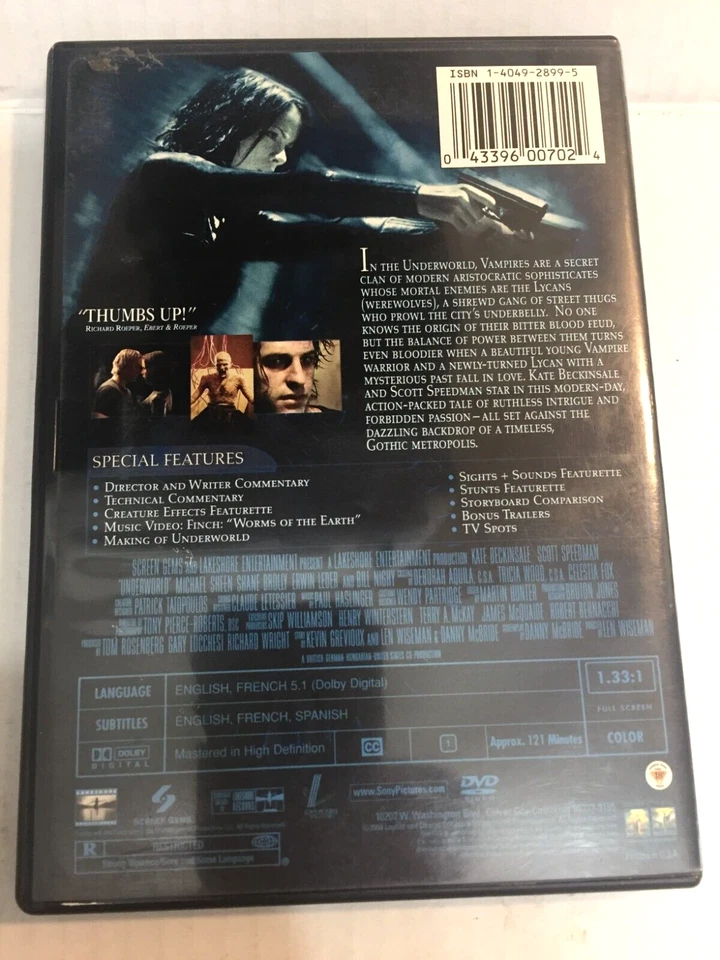 Underworld DVD Full Screen Ships Same Day with Tracking Foto 2 de 2