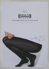New  Sealed: Wolford 100 DEN Superfine Cotton Rib Tights Size S Black