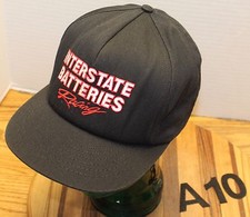 VINTAGE INTERSTATE BATTERIES RACING HAT BLACK SNAPBACK USA MADE GOOD COND A10