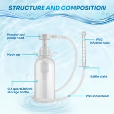 300ml Pump Action Douche Enema Bottle with Nozzle Vaginal Anal Cleaning Reusable