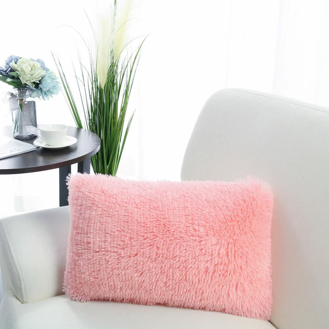 Pink Faux Fur Decorative Cushions