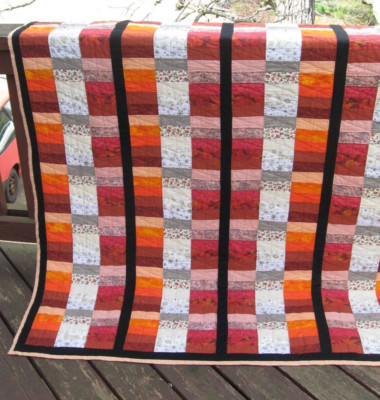 Handcrafted Canyon Sunset Quilt, 56'' x 66'' Hand Quilted