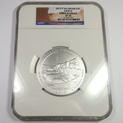 2012 NGC SP70 - 5 oz Silver Chaco National Park ATB 25c US Quarter 47322V