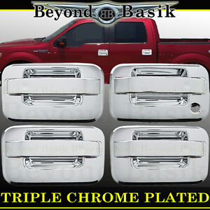 2004-2014 Ford F150 4dr Crew Cab Chrome Door Handle COVERS w/PSK w/o Keypad 