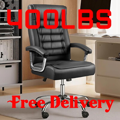 400lbs Leather High Back Executive Office desk Chair Big and Tall Spring Seat