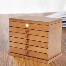 Jewelry Box Wood for Wowen 6-Layer Large Organizer Box with Mirror & 5 Drawers