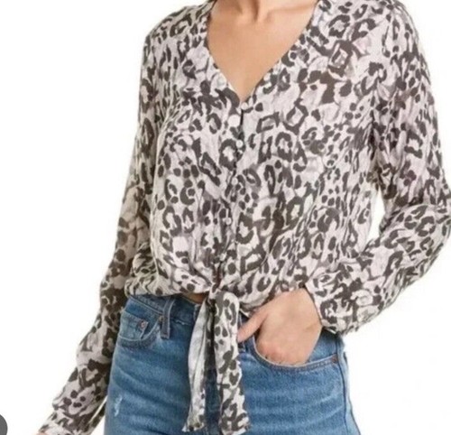 Gr. S Anthropologie Stoff & Stein Leopardenmuster Knopfleiste Oberteil