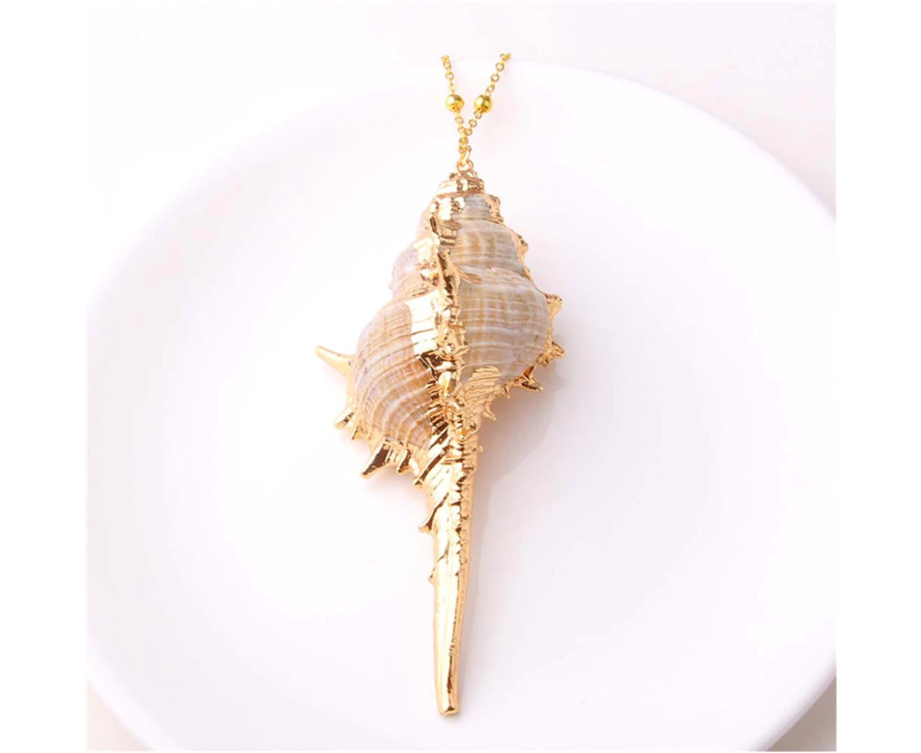 Bohemian Women Beads Conch Cowrie Shell Pendant Chain Necklace Jewelry ...