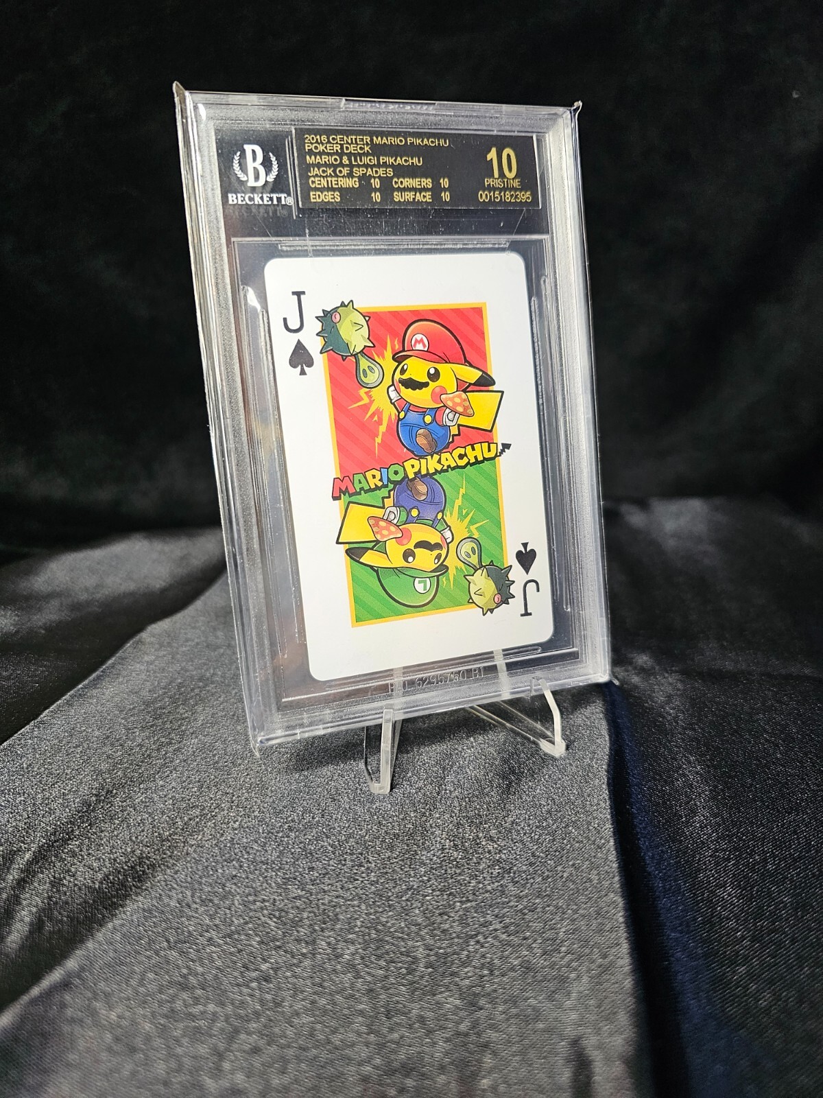 2016 Pokemon Center Mario Pikachu Poker Deck BGS Black Label Jack of Spades 1/1!