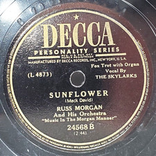 78 RPM Record Russ Morgan Orchestra 1949 VG  Decca 24568 Sunflower