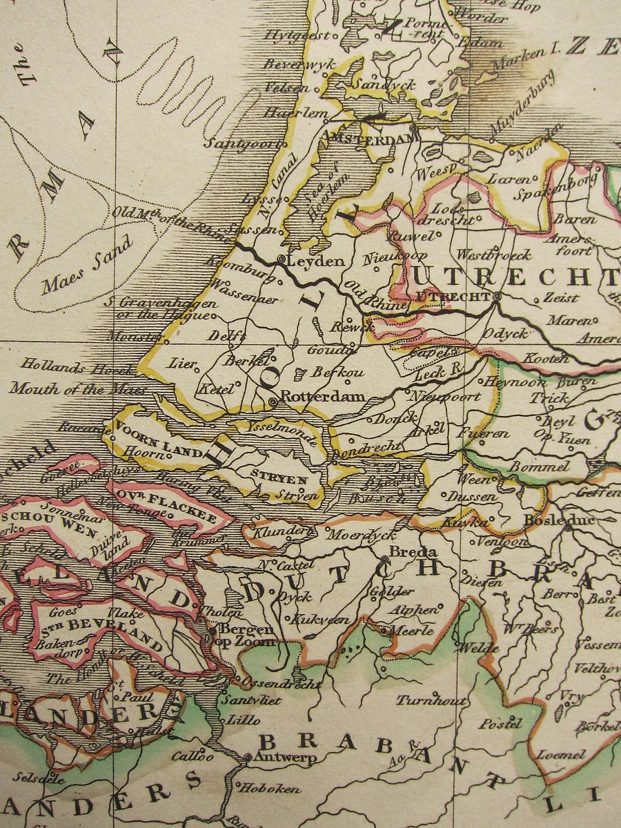 1813 DATED ANTIQUE MAP ~ HOLLAND DUTCH BRABANT ZEELAND UTRECHT