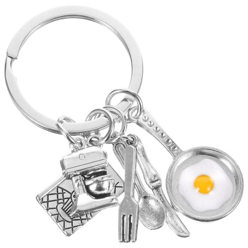 Porte-clés Créatif Cuillère Fourchette œuf Au Plat - Lot De 2, En Alliage Argenté, Parfait Pour Cadeau Ou Décoration