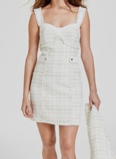 Guess Women's White Clarissa Boucle Tweed Mini Dress Size XL