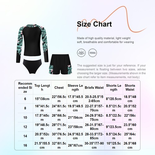 Kids Girls Swimwear Shirt Swimsuit Sun Protective Beachwear Holiday Costume - Picture 19 of 38