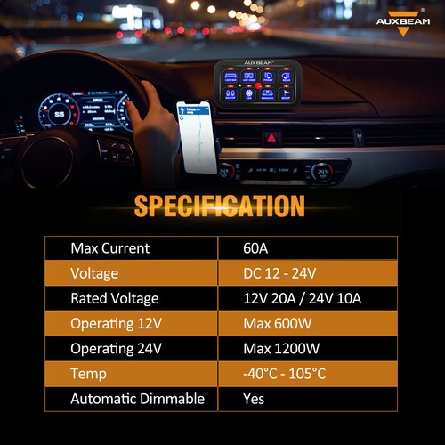 AUXBEAM 8 Gang Switch Panel Light Control Realy System Marine Boat ATV UTV SUV - Picture 9 of 12