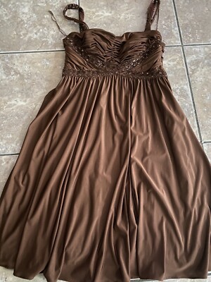 Cache 4 Embellished Mini Brown Jersey Dress Lined | eBay Cache 4 Embellished Mini Brown Jersey Dress Lined | eBay