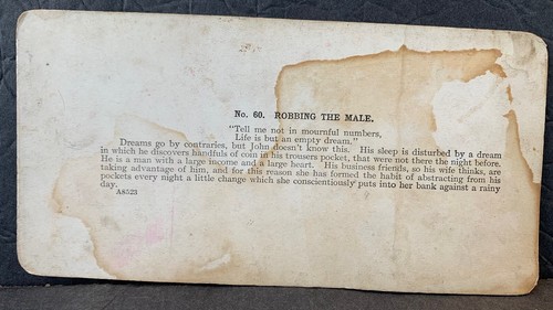 Antique 1899 Stereoscope Card. “Robbing The Male.” - Picture 3 of 3