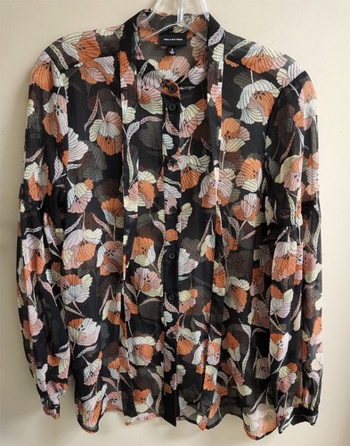 Who What Wear Mangas Largas Botones Transparente Floral Bufanda Cuello Mujer Pequeña - Imagen 2 de 8