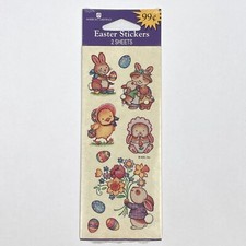 New EASTER EGGS BUNNY BABY CHICK FLOWERS American Greeting Sticker Pack 2 Sheets