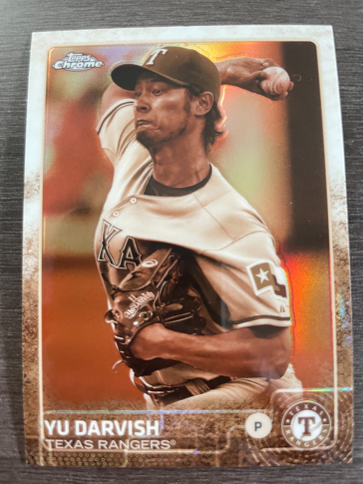 2015 Topps Chrome Yu Darvish #187 Sepia Refractor Texas Rangers
