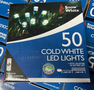 Weihnachten 50 LED Lichterkette kaltweiß Schnur Streifen 3 x AA Batterie Flasche Xmas