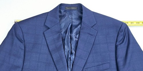 Calvin Klein Größe 44R Herren Marine Kariert Wolle 2 Knopf Stretch Laine Anzug Jacke - Bild 13 von 20