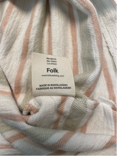 Folk Mens Striped T-Shirt Crew S Textured Cotton Retro Smart Casual 90s - Bild 6 von 8