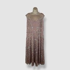 Adrianna by Adrianna Papell Womens Pink Beaded Ankle-Length Dress Plus Size 18W