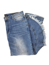 Apart Jeans pantaloni donna taglia 40 blu asimmetrico jeans donna frange pantaloni donna