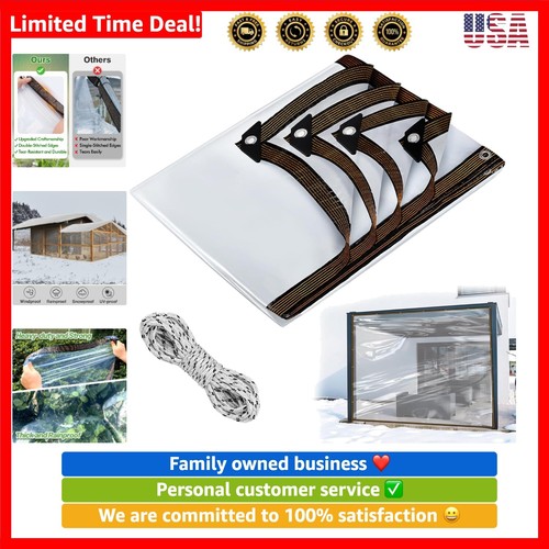 8.2 x 9.8 ft Thicken Clear Tarp Waterproof - 5 mil Anti-Tear Garden Rainproof...