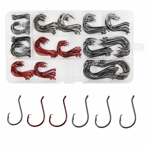 200pcs 2X Strong Offset Sport Circle Fishing Hooks 7384 Black Octopus Fish Hooks - Picture 15 of 42