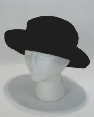 Amanda Smith Black Wool Dress Hat Italy Derby Bowler Rolled Brim  21'' in Cir.