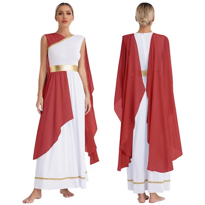 DE Damen Griechische Kostüm Antike Römische Göttin Toga Kleid Halloween Fasching - Bild 1 von 4