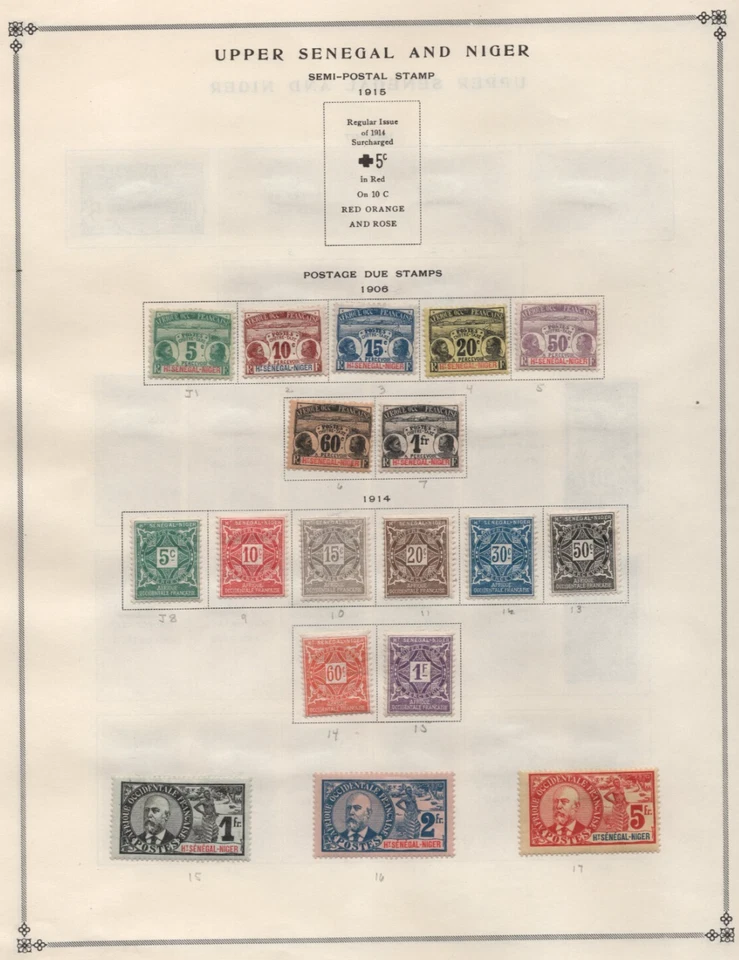 FRENCH COLONIES SENEGAL & NIGER 1906-1917 SC. #1-12, #18-29, #15-17, J1-J15 MH - Image 2 of 2